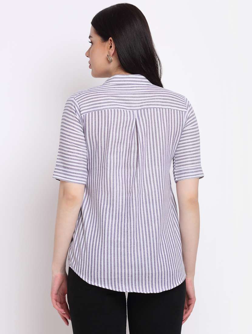 women's straight mandarin neck top - 18214117 -  Standard Image - 2