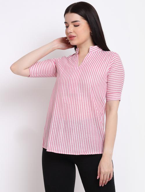 women's straight mandarin neck top - 18214119 -  Standard Image - 0