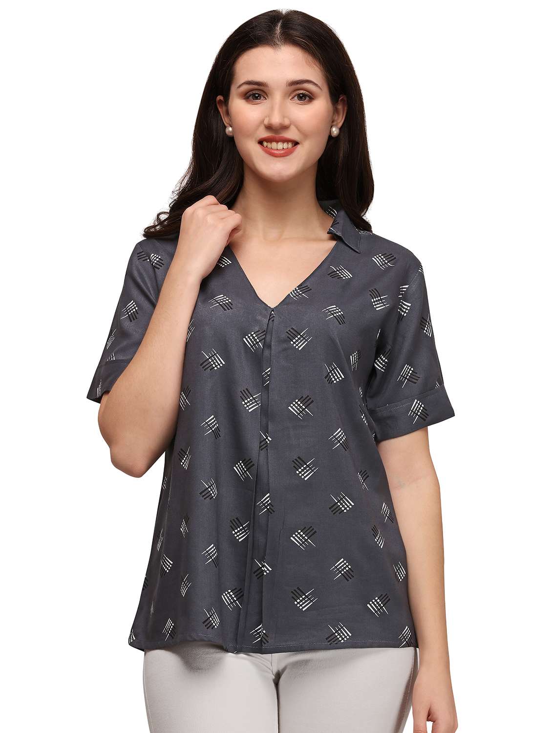 women's straight collared top - 18215614 - Zoom Image - 0