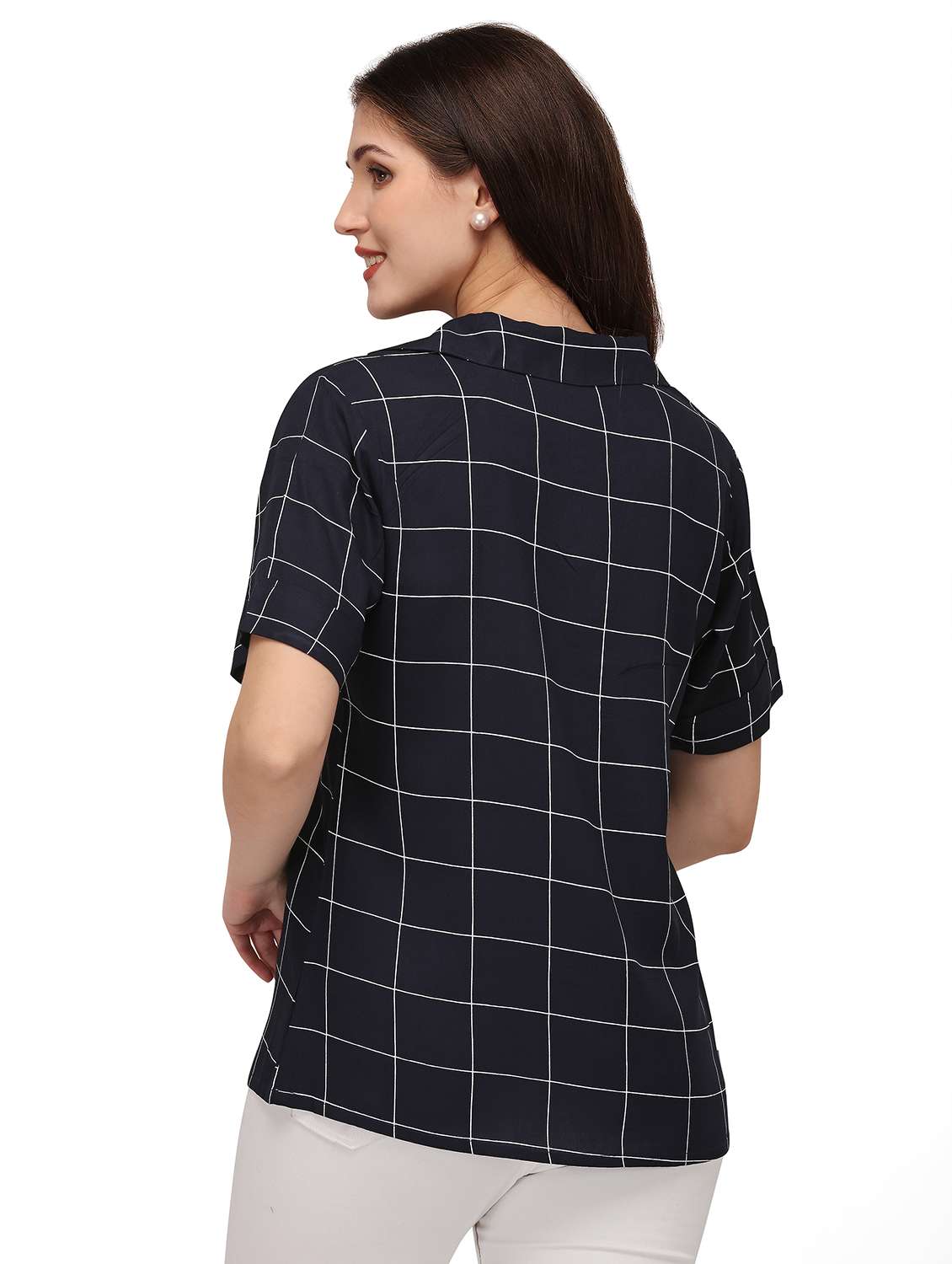 women's straight collared top - 18215617 - Standard Image - 2