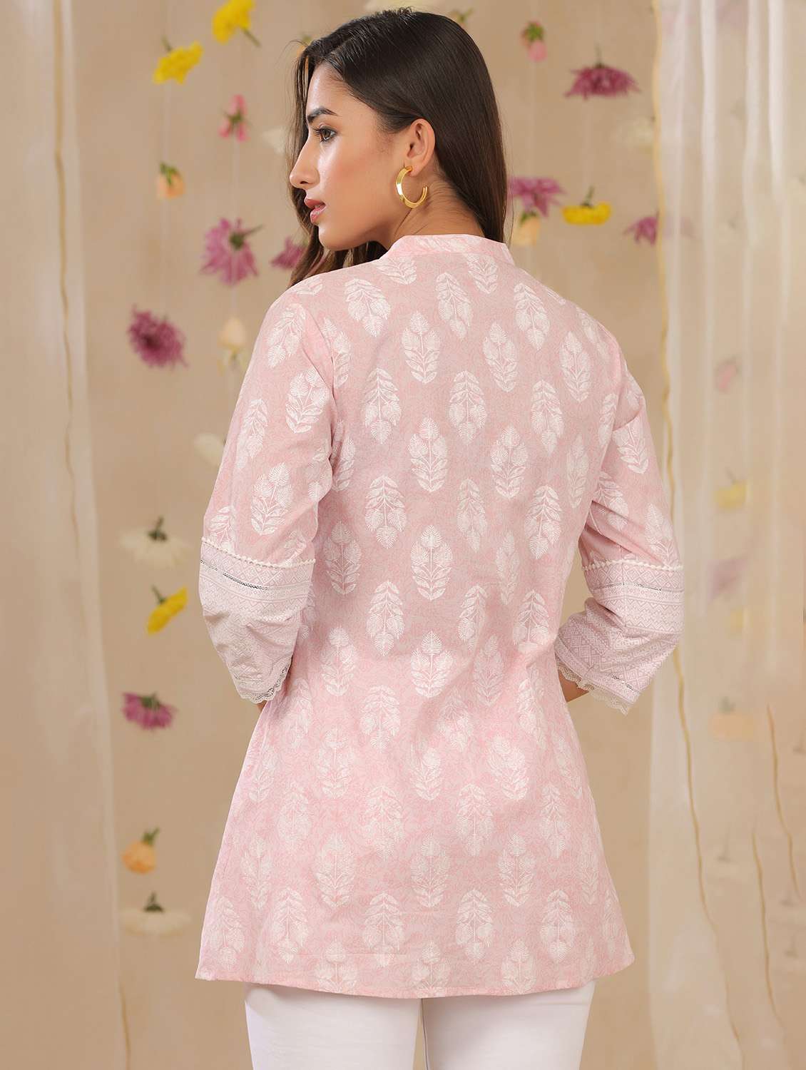 mandarin neck floral  tunic - 18215741 -  Standard Image - 2