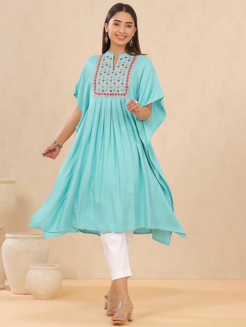 light blue rayon tunics kaftan - 18215757 -  Standard Image - 0