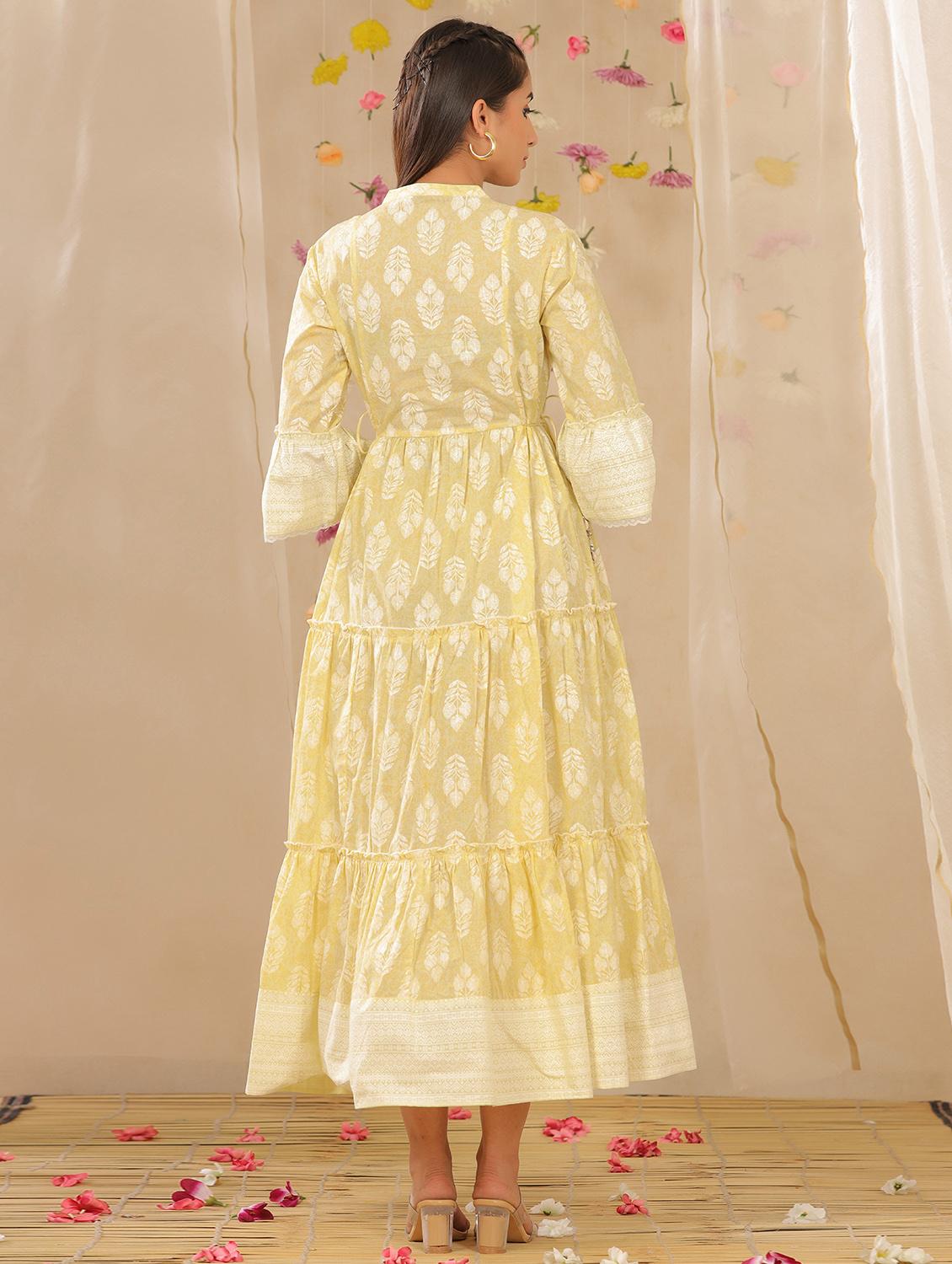 pink cotton tiered ethnic dress - 18215771 - Standard Image - 2