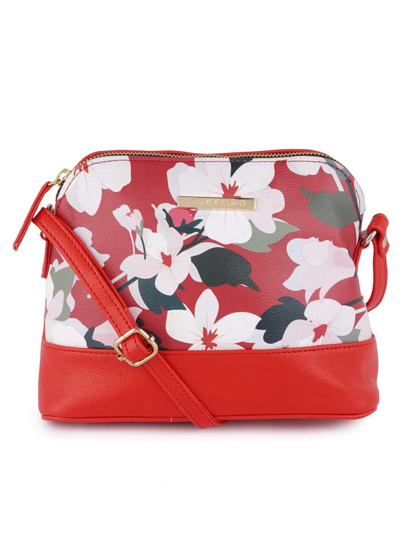 red leatherette (pu) sling bag