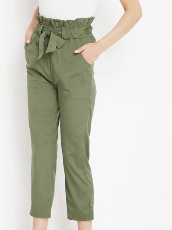 green crepe trousers - 18216018 - Standard Image - 2