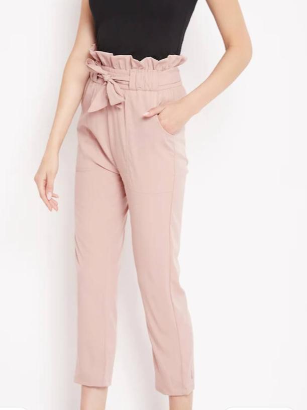 pink crepe trousers - 18216026 - Standard Image - 2