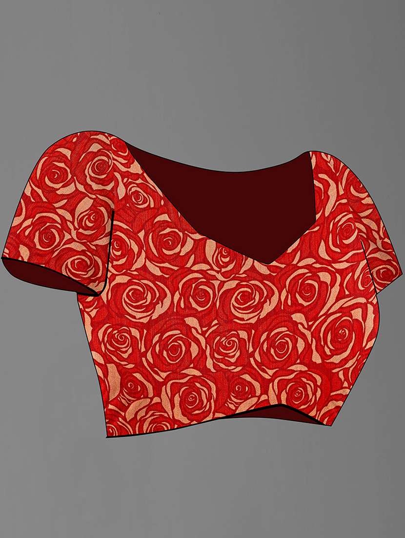 orange georgette printed saree with blouse - 18216264 -  Standard Image - 2