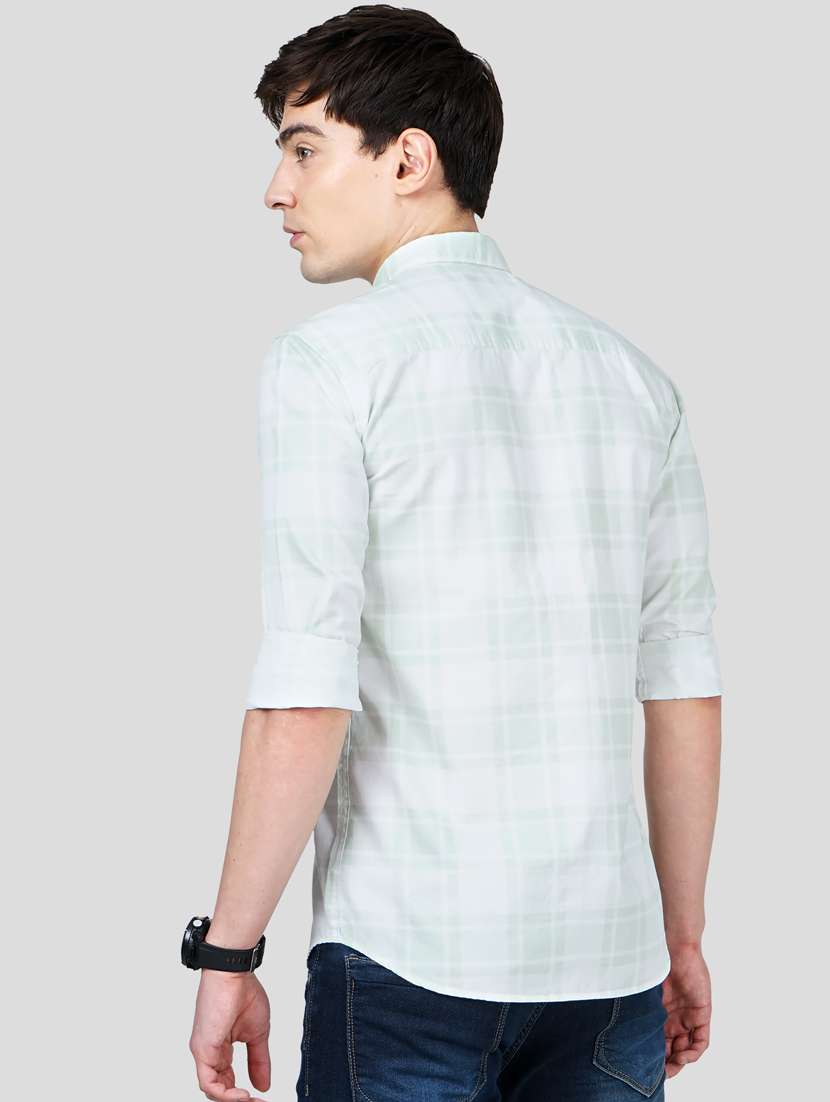 light-green checkered casual shirt - 18216306 - Standard Image - 2