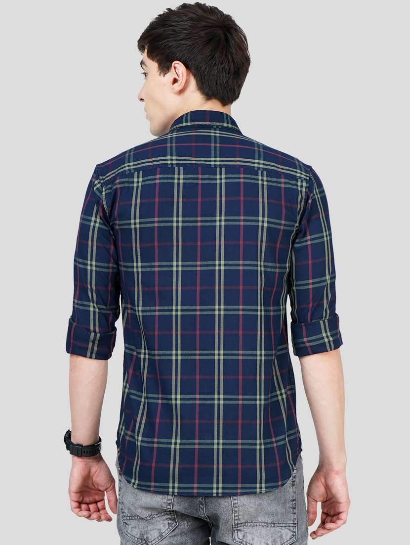 navy-blue checkered casual shirt - 18216320 -  Standard Image - 2