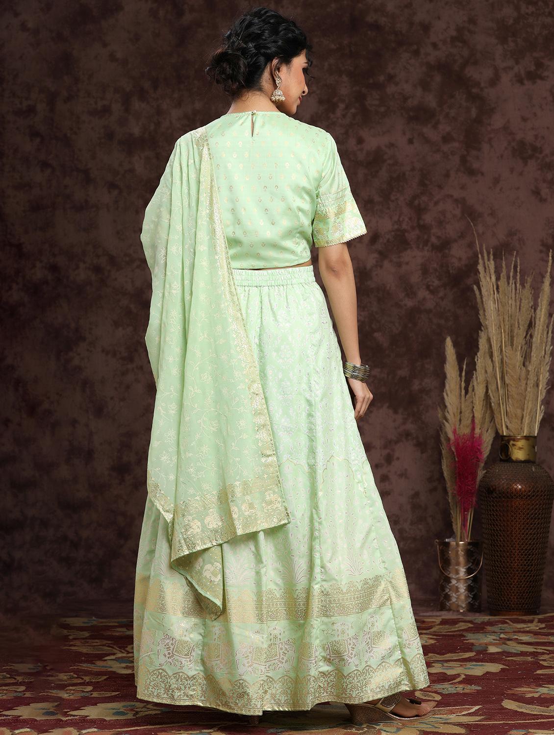 green flared lehenga - 18217132 - Standard Image - 2