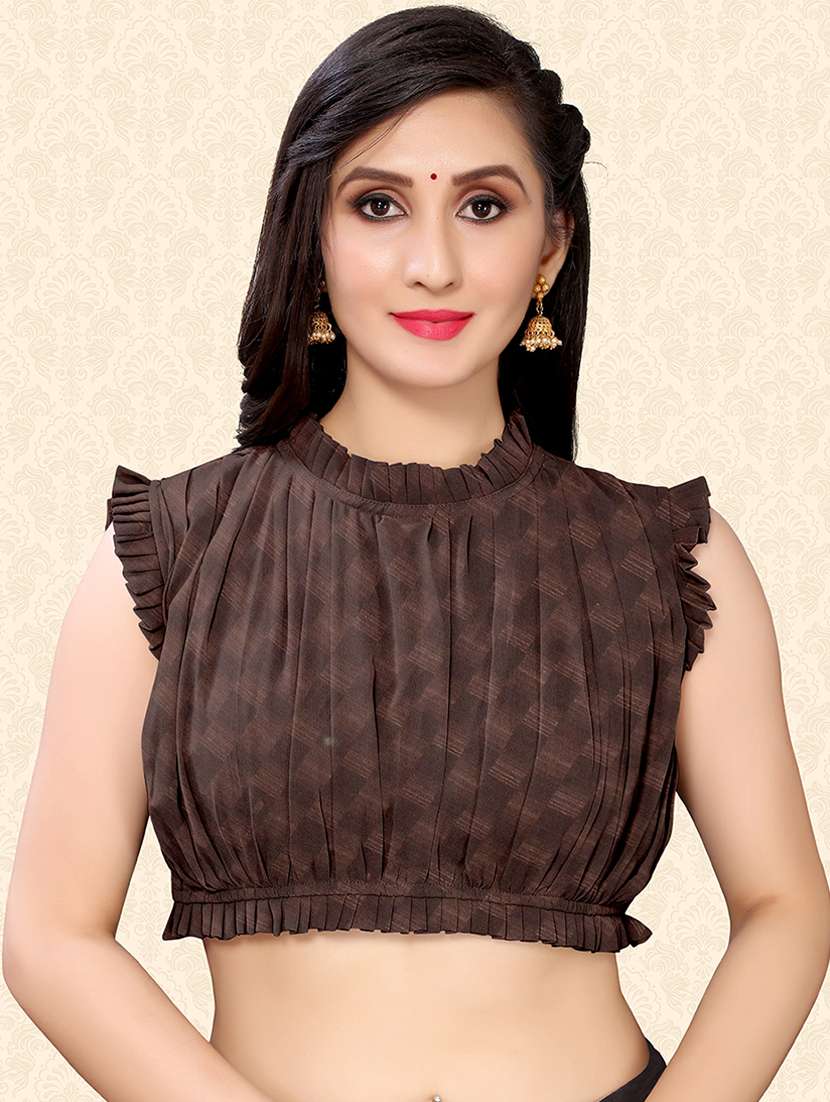 abstract printed saree with blouse - 18217203 - Standard Image - 2