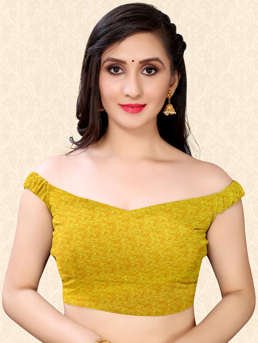 women's leaf print yellow colored saree with blouse - 18217220 - Standard Image - 2