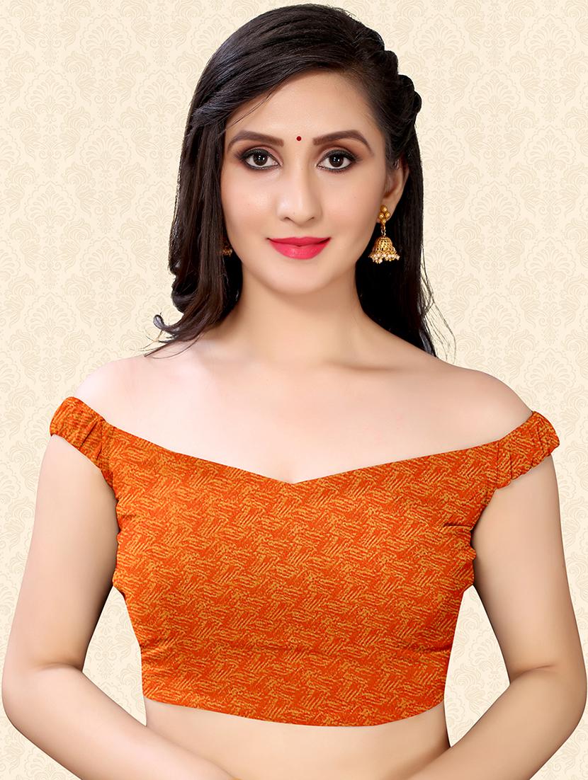 orange georgette printed saree with blouse - 18217222 - Standard Image - 2