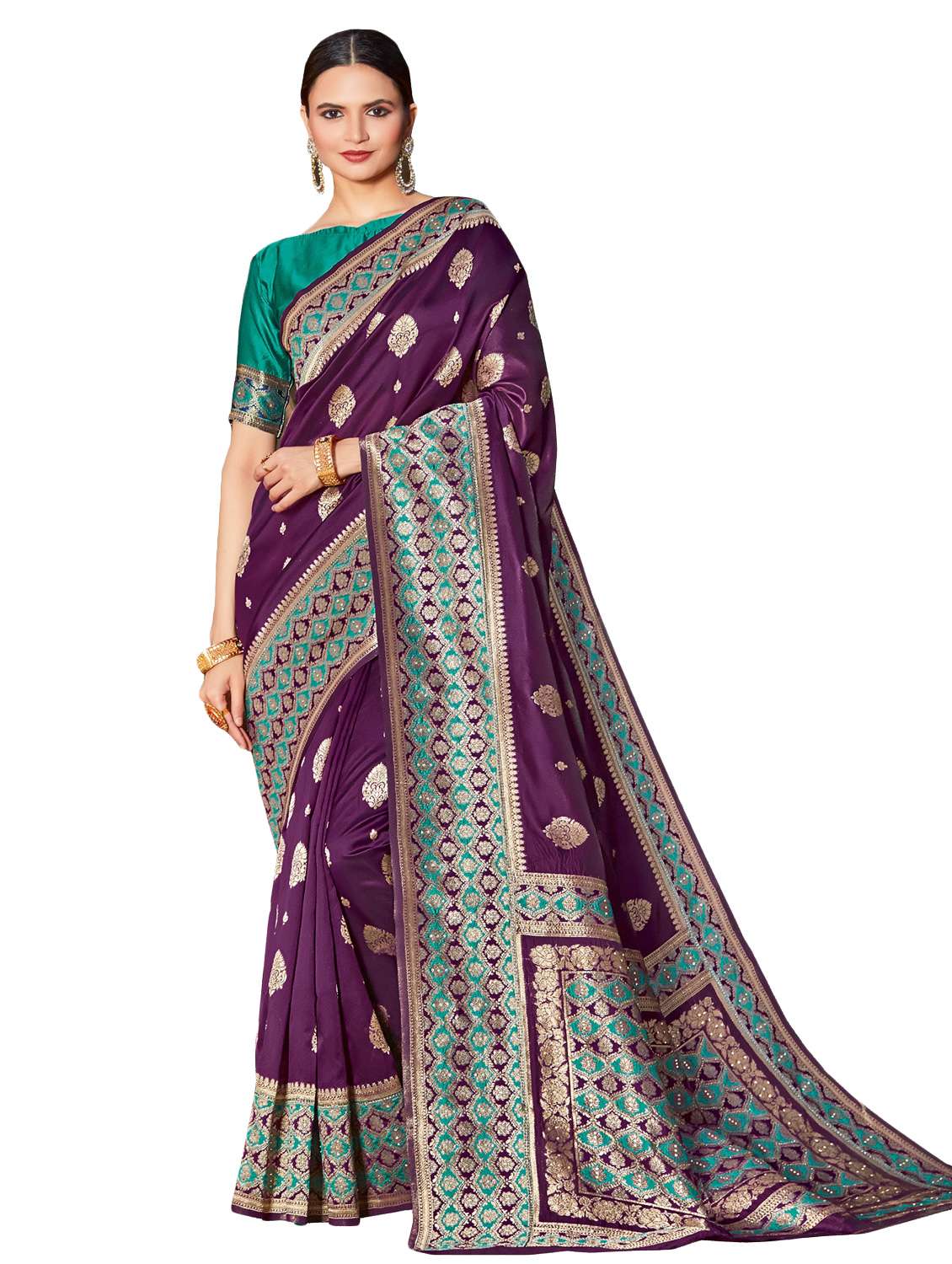 purple silk saree
