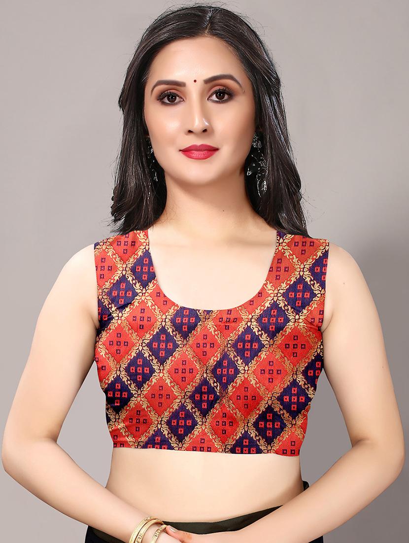 orange chiffon printed saree with blouse - 18217711 - Standard Image - 2