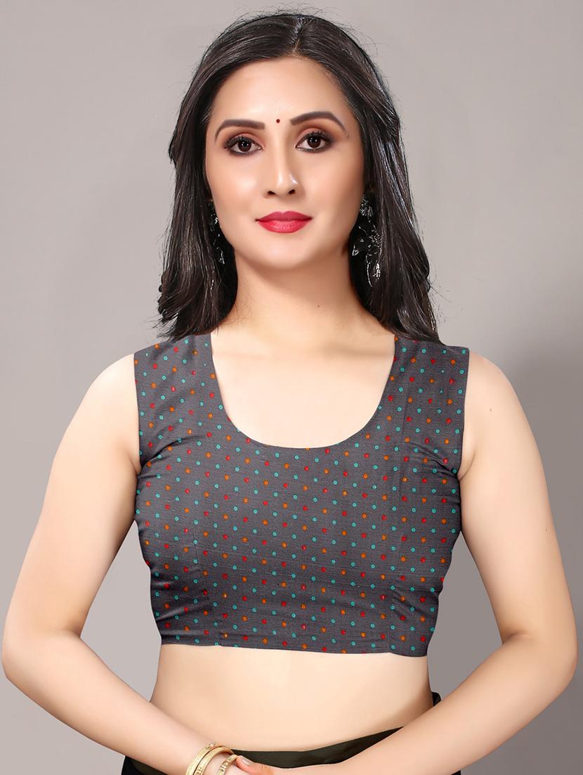 women's printed black colored saree with blouse - 18217745 - Standard Image - 2