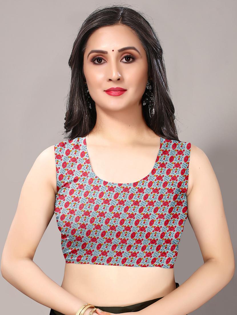 blue georgette printed saree with blouse - 18217748 - Standard Image - 2