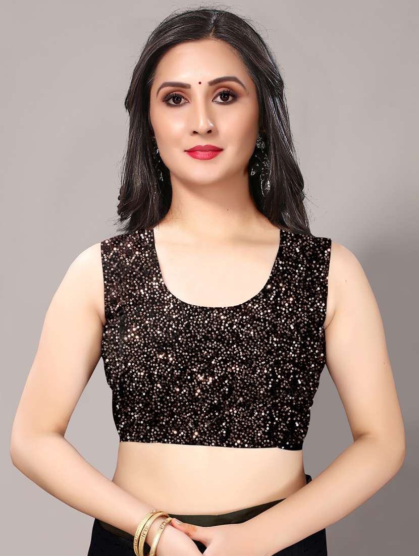 women's solid black colored saree with blouse - 18218094 -  Standard Image - 2