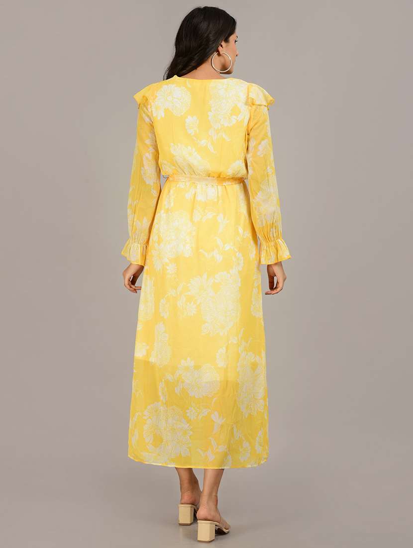 yellow chiffon wrap dress - 18218313 -  Standard Image - 2