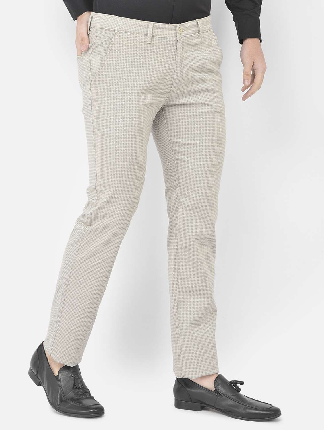 beige textured casual trouser - 18218803 -  Standard Image - 2