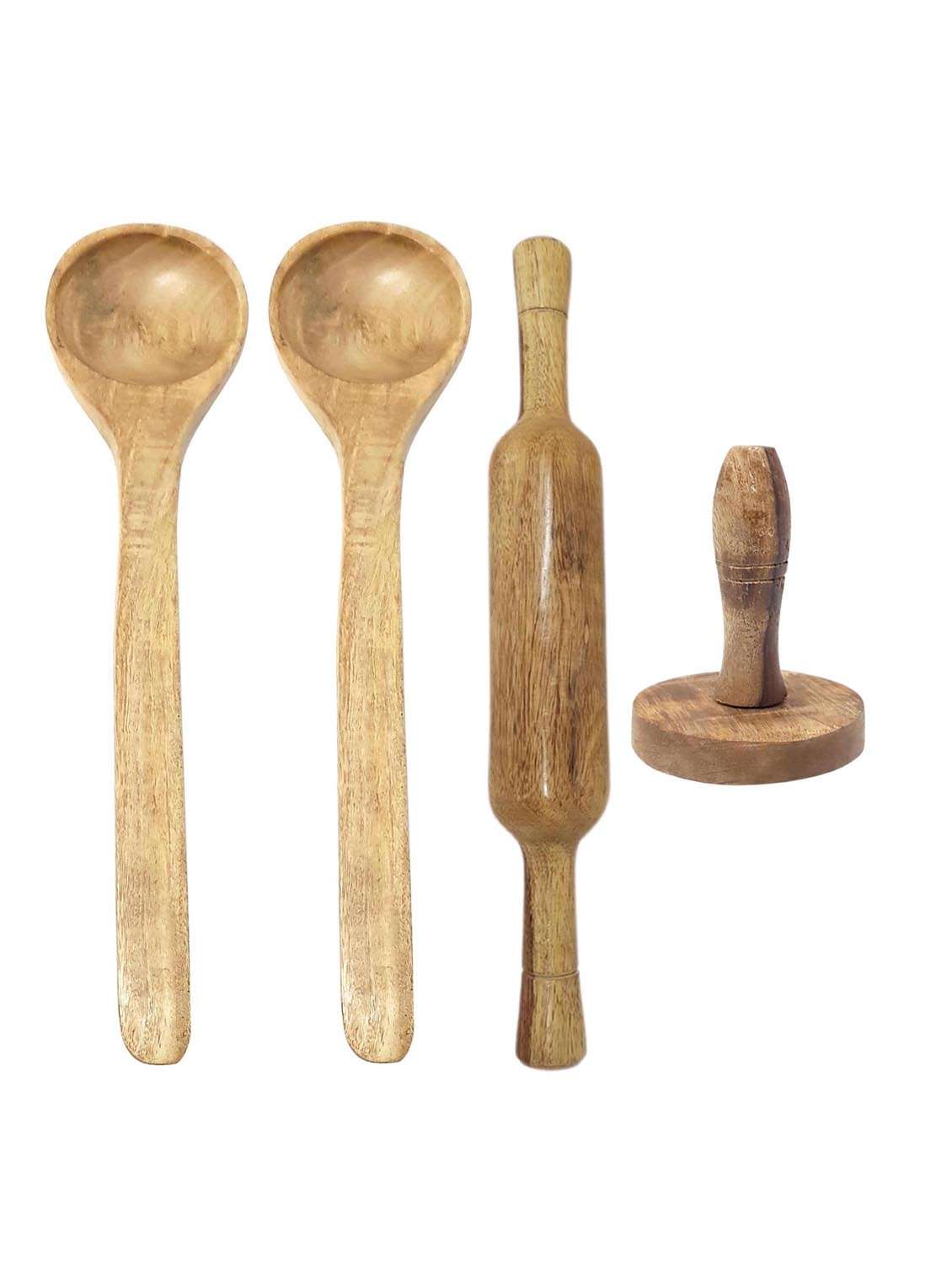 buzykart® wooden ladel set (2 ladles+ 1 masher+ 1 rolling pin)