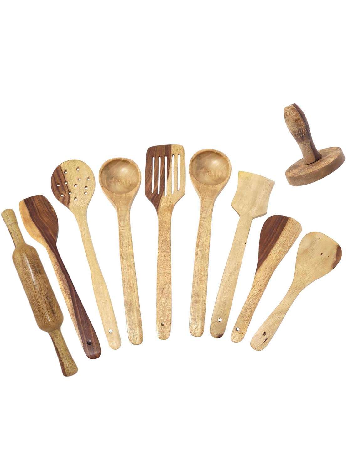 buzykart® wooden ladel set (8 ladles+ 1 masher+ 1 rolling pin)