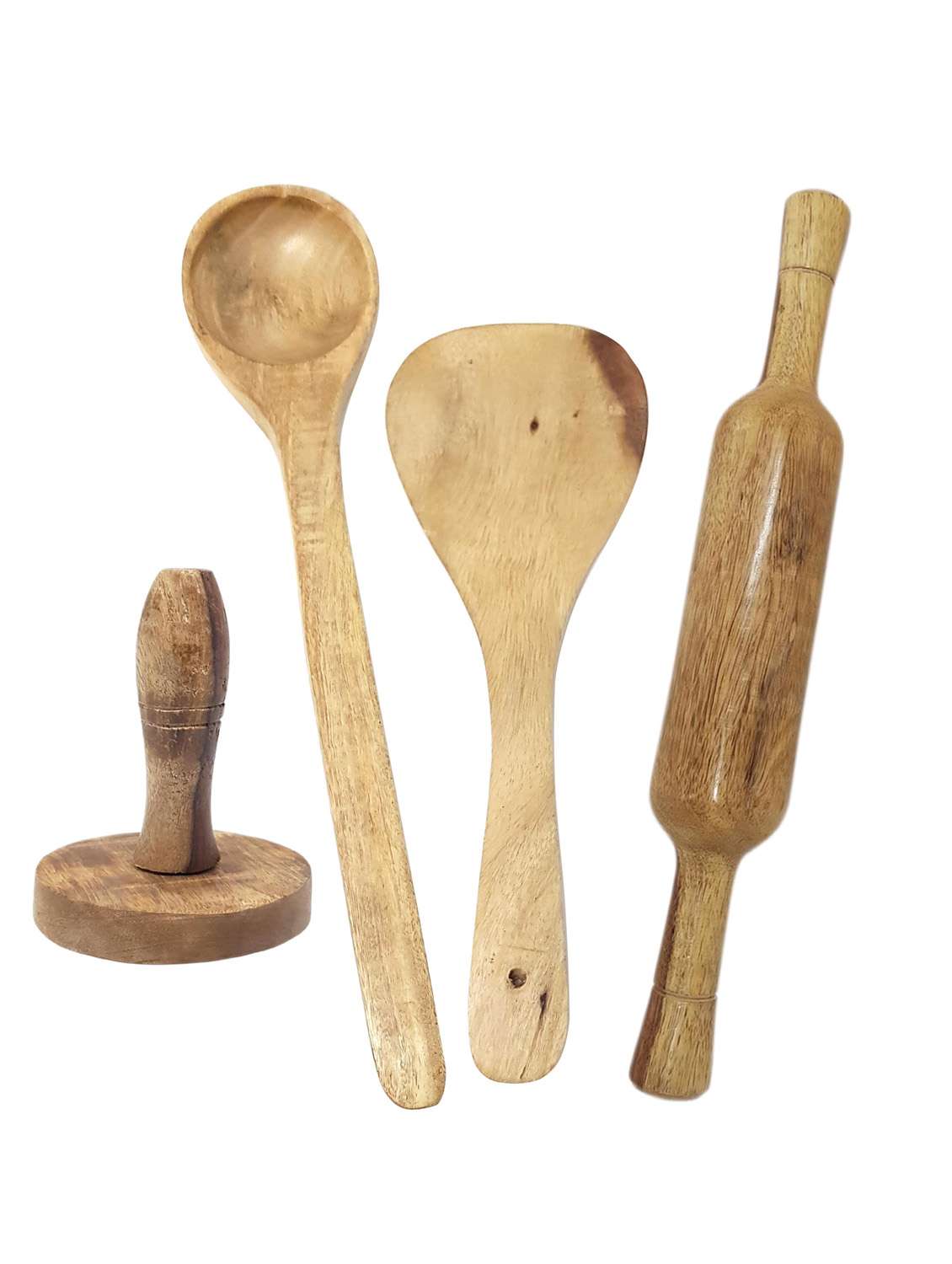 buzykart® wooden 2 ladles, 1 masher & 1 rolling pin
