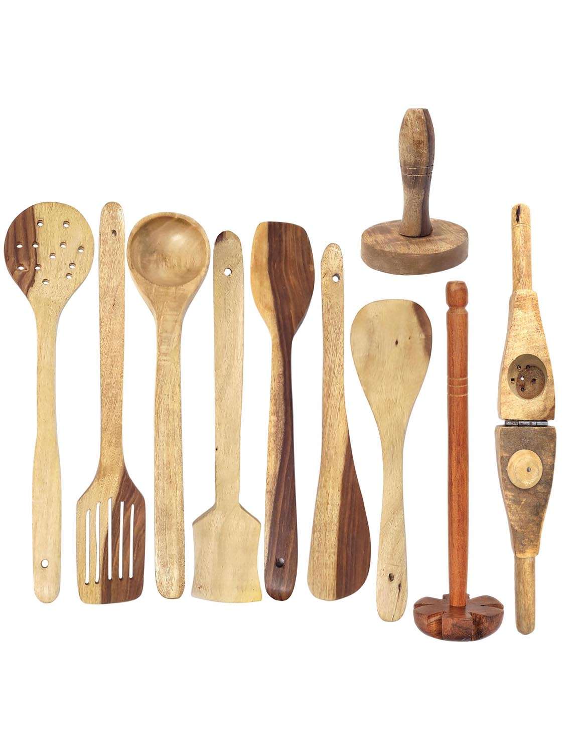 buzykart® wooden ladle set of 10 pieces