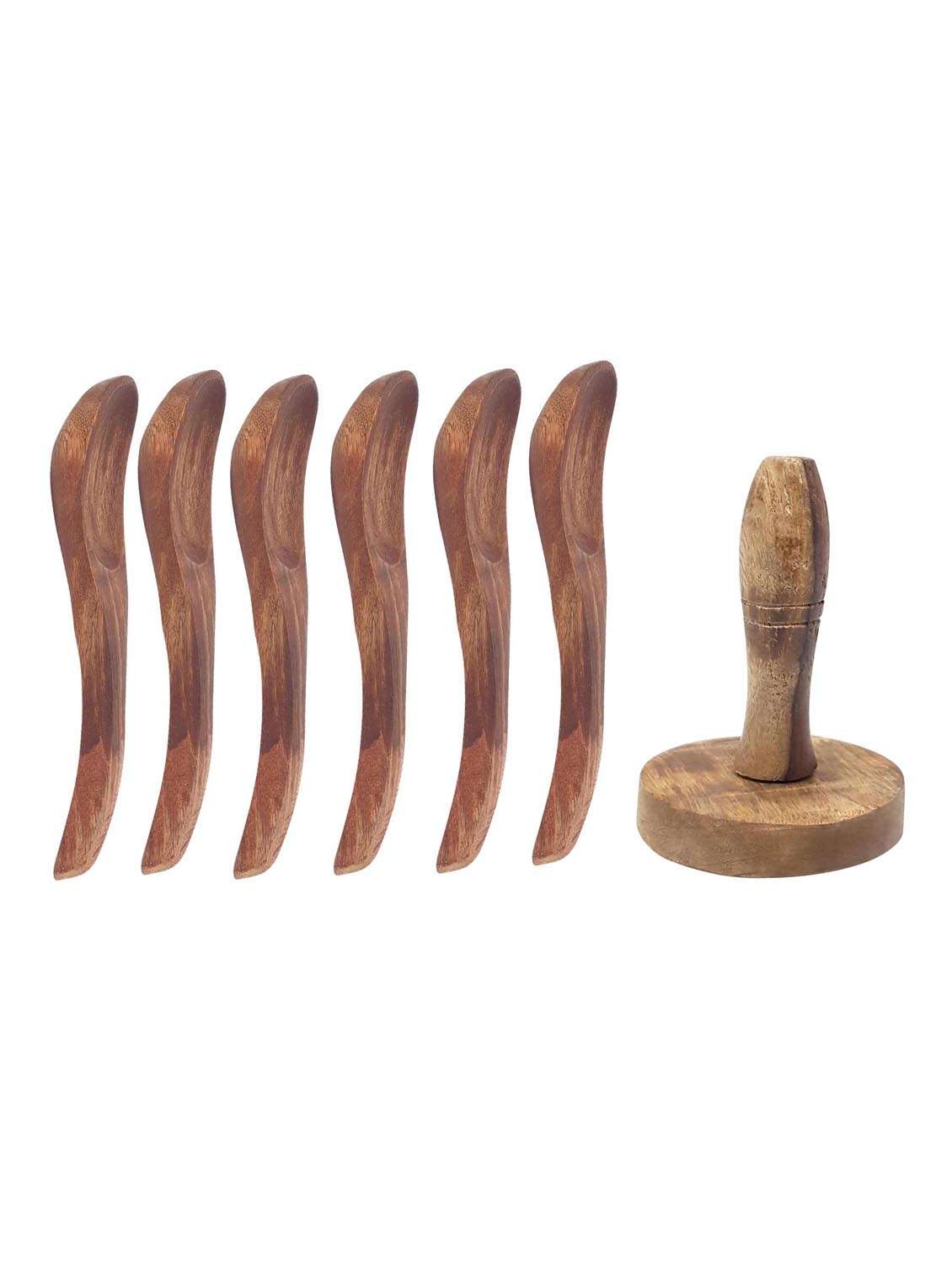 buzykart® wooden 6 soup spoons and masher