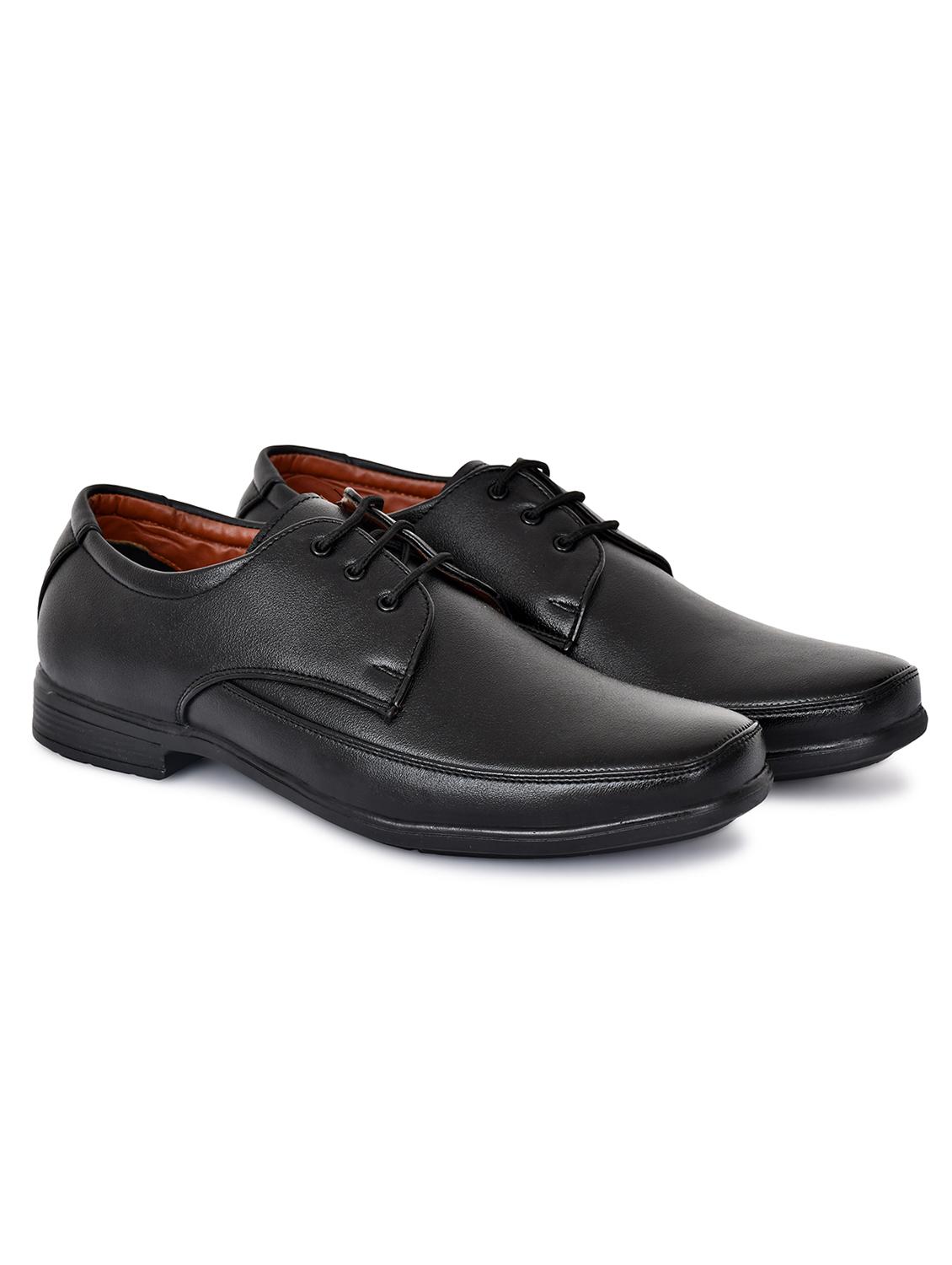 black leatherette laceup derbies