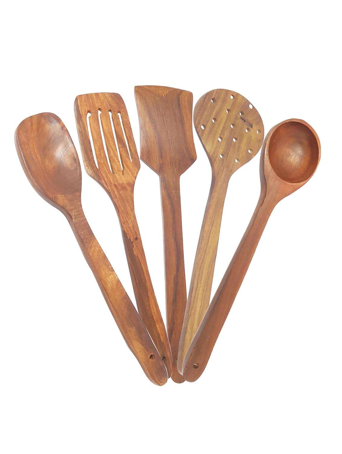 buzykart® wooden bowls (set of 2) wooden handmade cooking spoon set