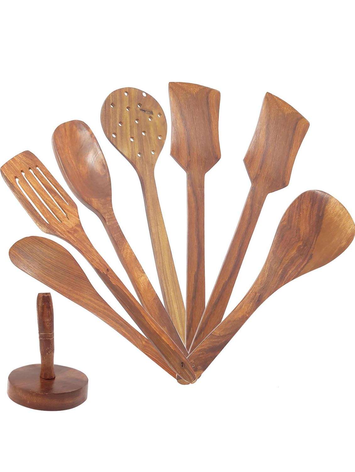 buzykart® brown wooden seven skimmers with a masher