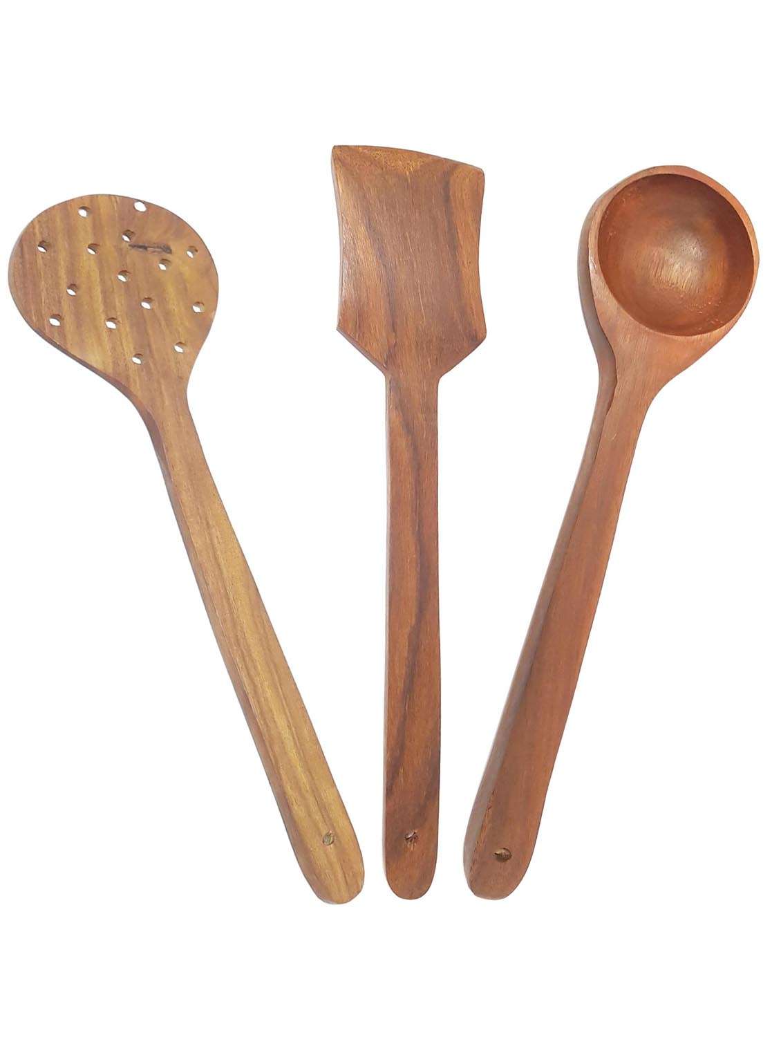buzykart® brown wooden cutlery set of 3