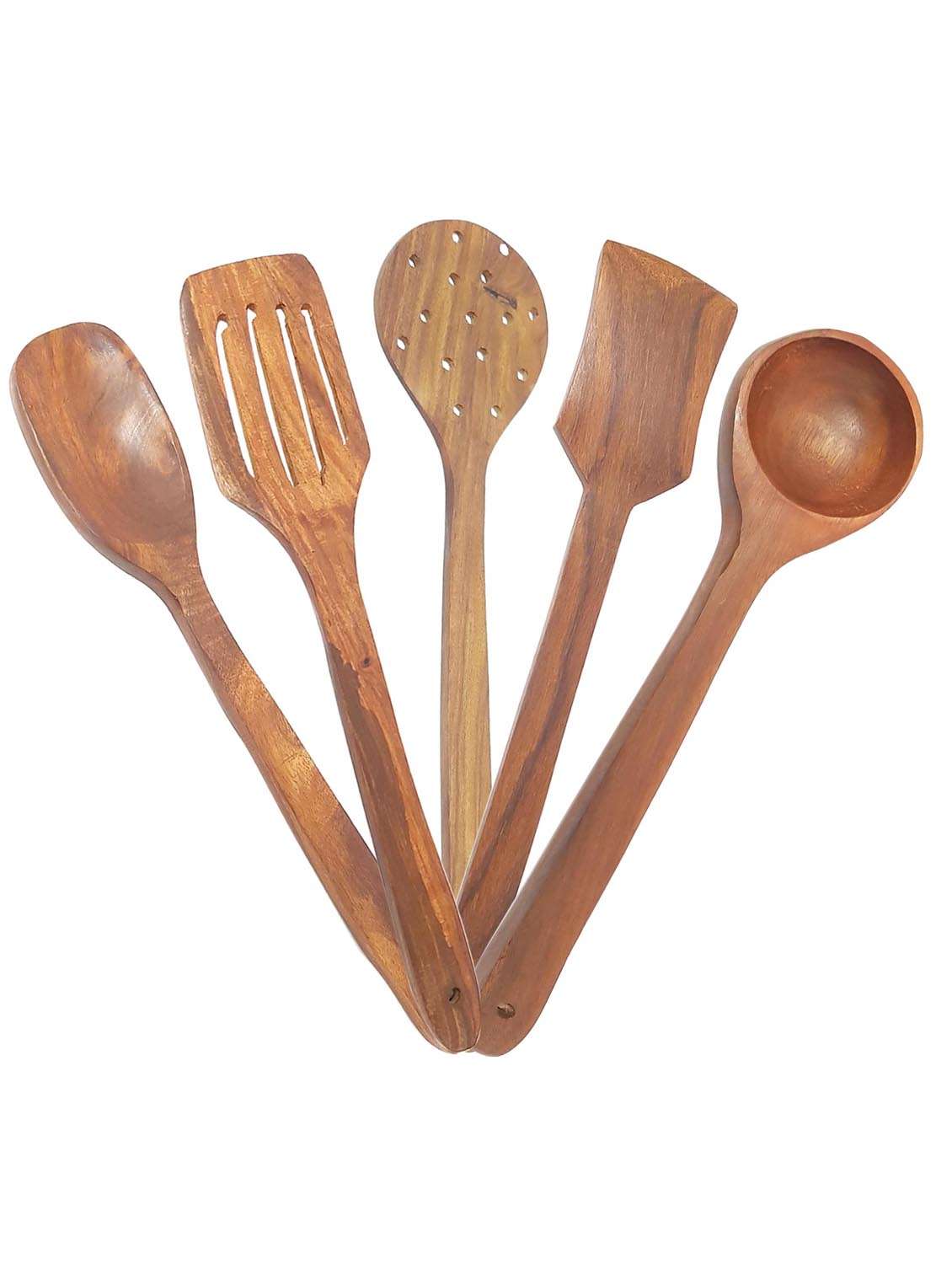 buzykart® handicraft wooden ladle set of (5)