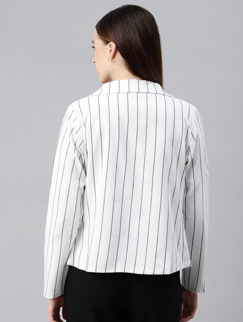 open-front lapel-collared striped formal blazer - 18221304 - Standard Image - 2