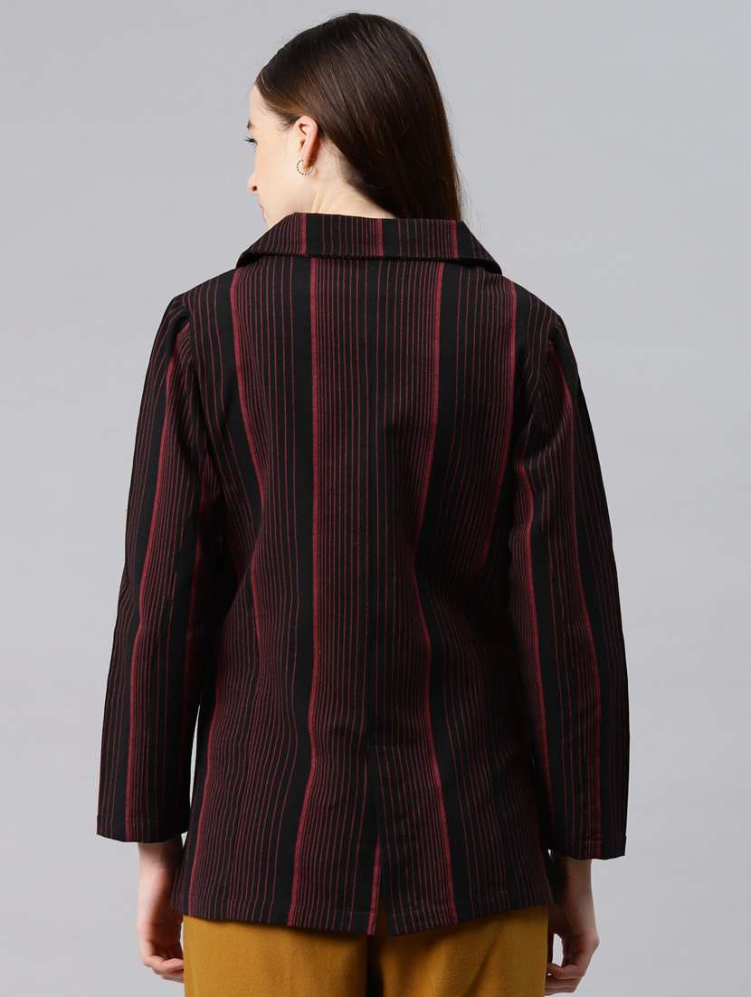 single-breasted lapel-collared striped formal blazer - 18221309 -  Standard Image - 2