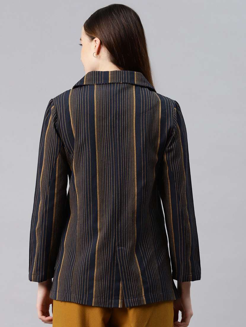 single-breasted lapel-collared striped formal blazer - 18221310 -  Standard Image - 2