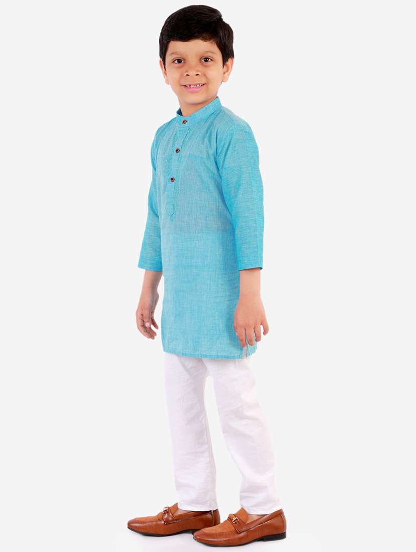 light blue solid kurta set - 18221761 - Standard Image - 2