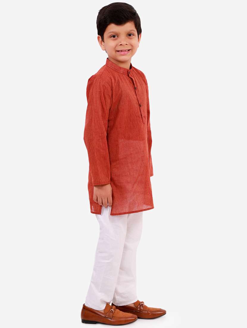 brown stripe kurta set - 18221763 -  Standard Image - 2