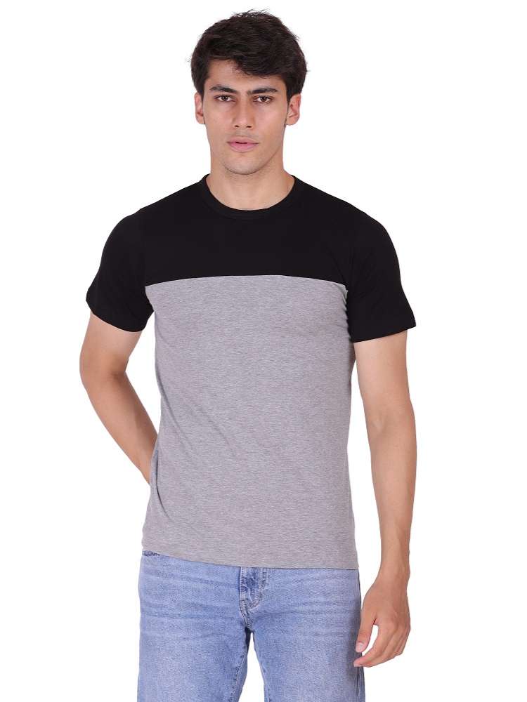 multicolored colored crew neck t-shirt