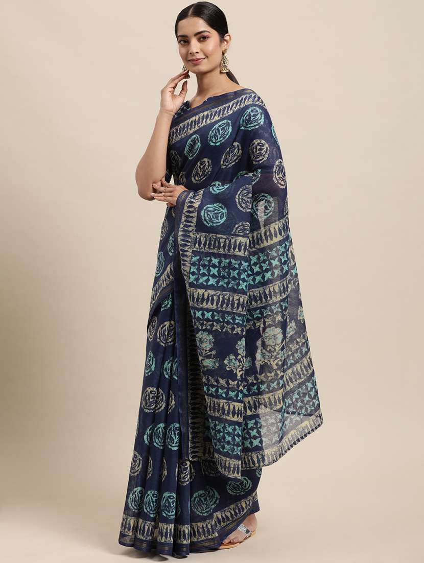 block printed saree with blouse