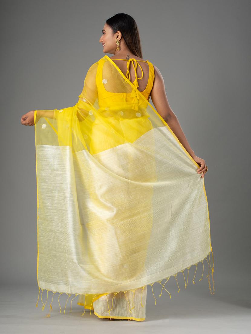 yellow silk saree with blouse - 18224678 - Standard Image - 2