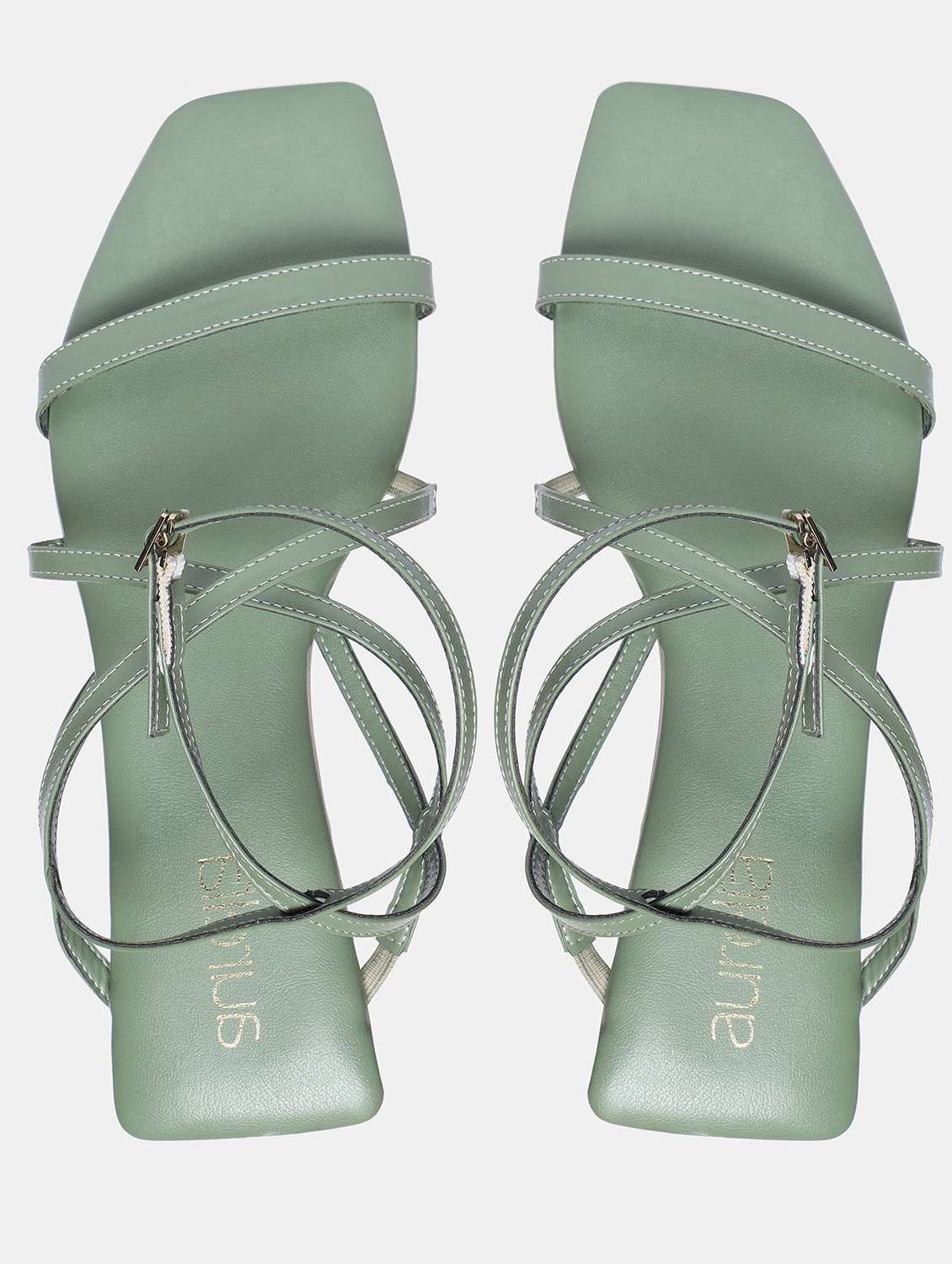 green pu ethnic sandals