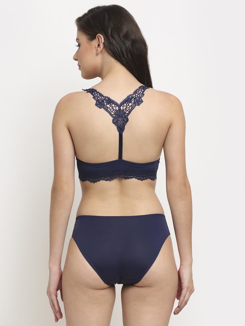 blue solid bras and panty set - 18225024 - Standard Image - 2