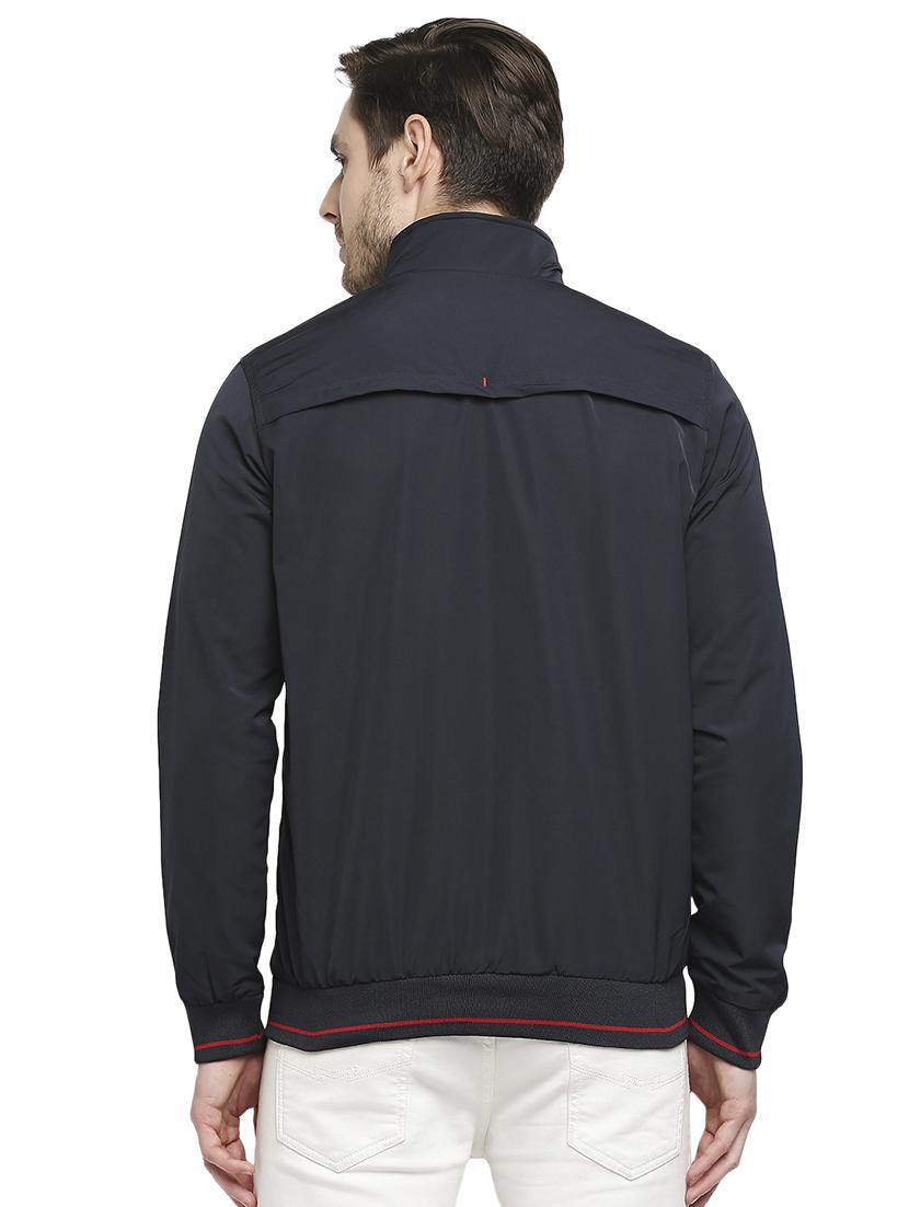 navy blue solid quilted jacket - 18225953 - Standard Image - 2