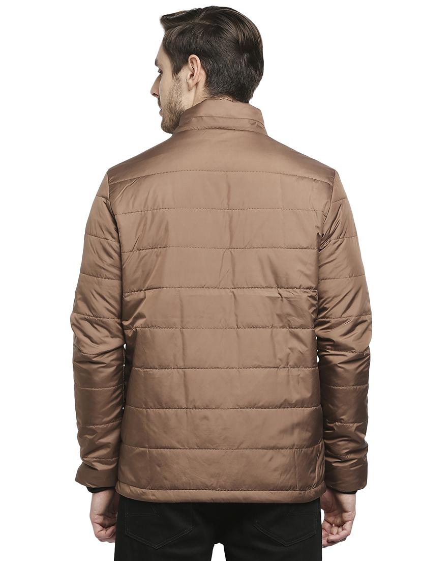 beige solid hooded quilted jacket - 18225976 - Standard Image - 2