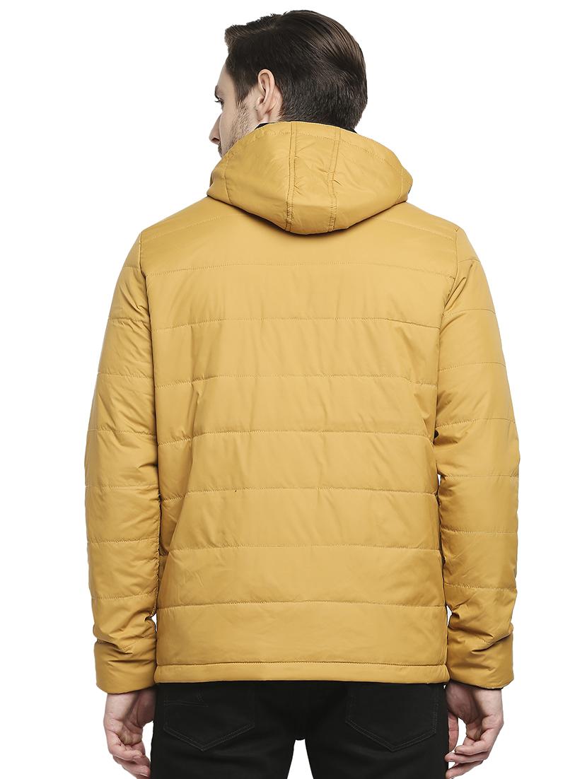 yellow solid hooded quilted jacket - 18225978 - Standard Image - 2