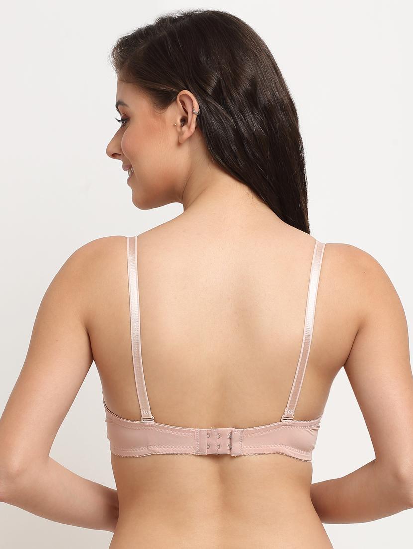 pink solid plunge bra - 18226046 - Standard Image - 2