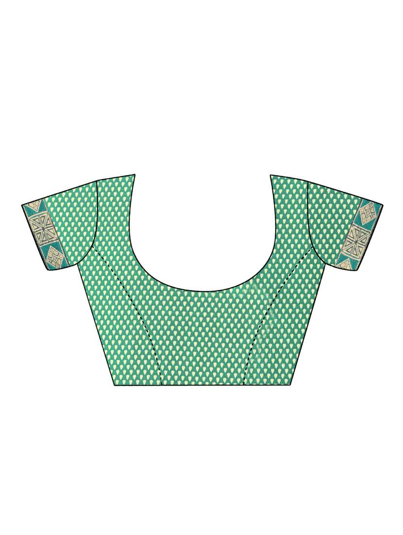 green printed saree with blouse - 18226096 -  Standard Image - 2