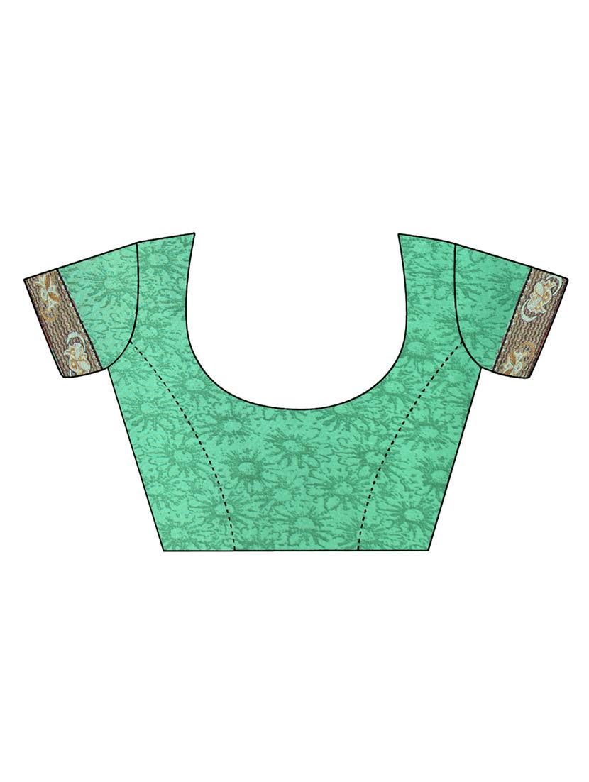 green printed saree with blouse - 18226102 - Standard Image - 2